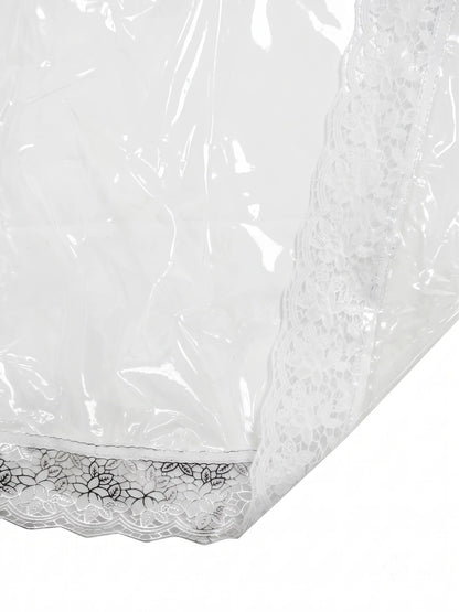 AtoZ Superfine Transparent Round Table Cover | White Lace 72"