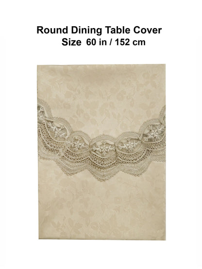 AtoZ Turkiyes Premium Beige Round Table Cloth | 4-6 Seater