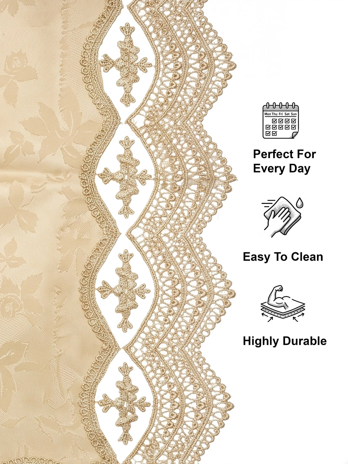 AtoZ Turkiyes Premium Beige Round Table Cloth | 4-6 Seater