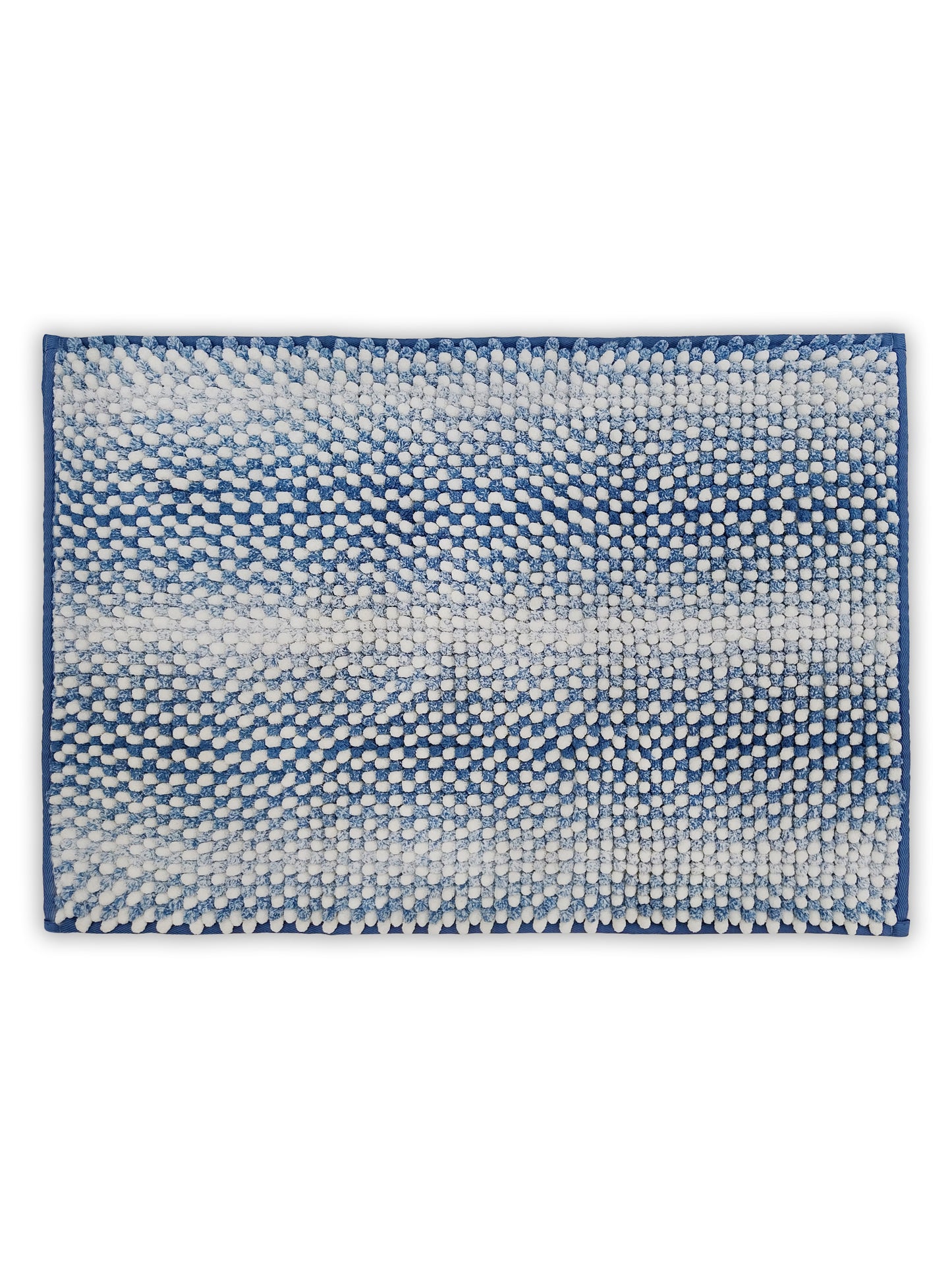 Blue White Bubble Textured Bath Rug – Soft Tufted Bathroom Mat Anti-Skid