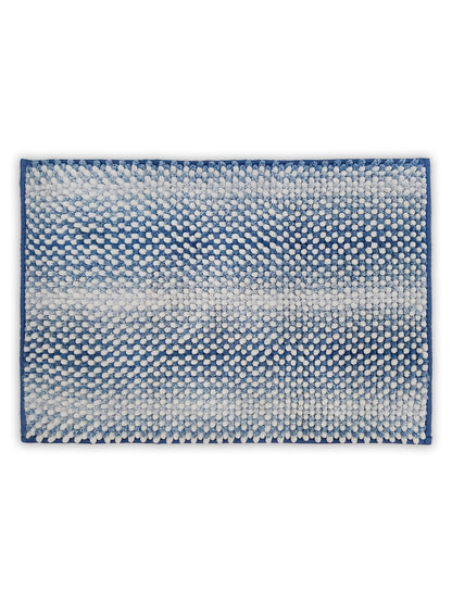 Blue White Bubble Textured Bath Rug – Soft Tufted Bathroom Mat Anti-Skid
