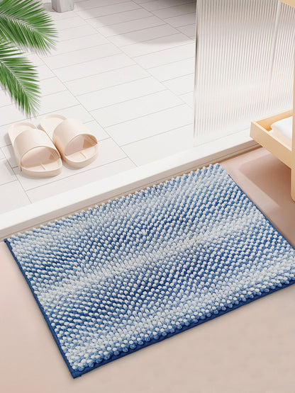 Blue White Bubble Textured Bath Rug – Soft Tufted Bathroom Mat Anti-Skid