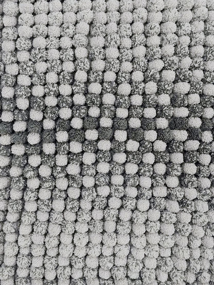 Blue White Bubble Textured Bath Rug – Soft Tufted Bathroom Mat Anti-Skid