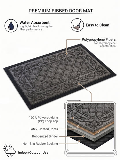 AtoZ Home Decor Tristan Ribbed Doormat (75x45 cm, Available in Multiple Colors)