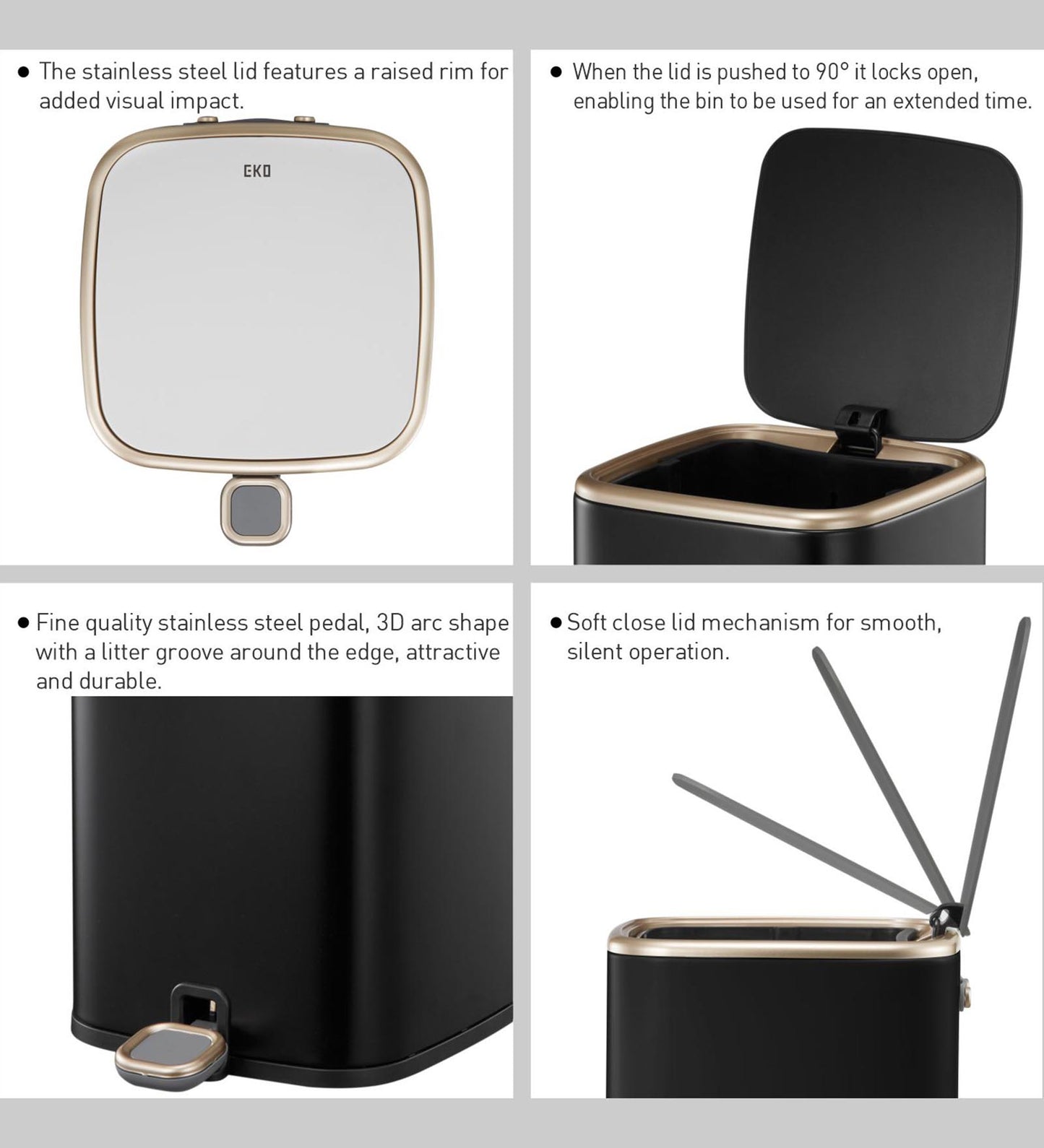 Modern Soft-Close Step Trash Bin – Fingerprint-Resistant, Matte Finish
