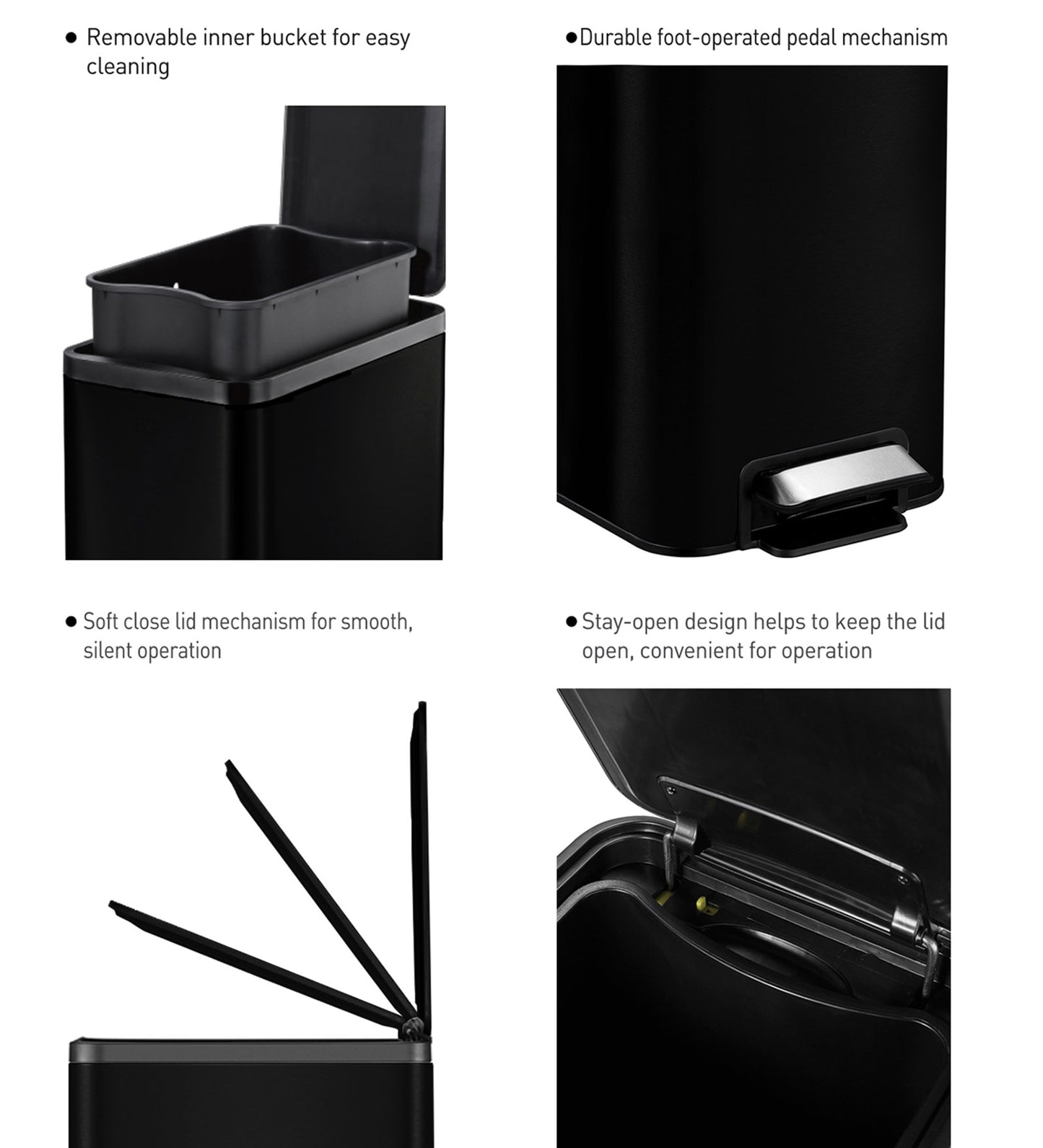 Slim Pedal Bin with Fingerprint-Resistant Coating – Space-Saving & Durable