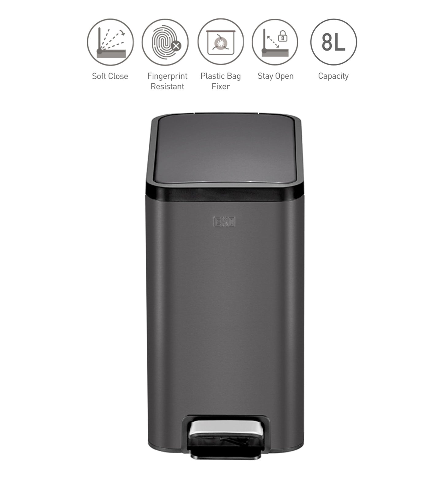 Slim Pedal Bin with Fingerprint-Resistant Coating – Space-Saving & Durable