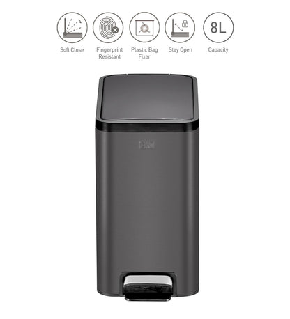 Slim Pedal Bin with Fingerprint-Resistant Coating – Space-Saving & Durable