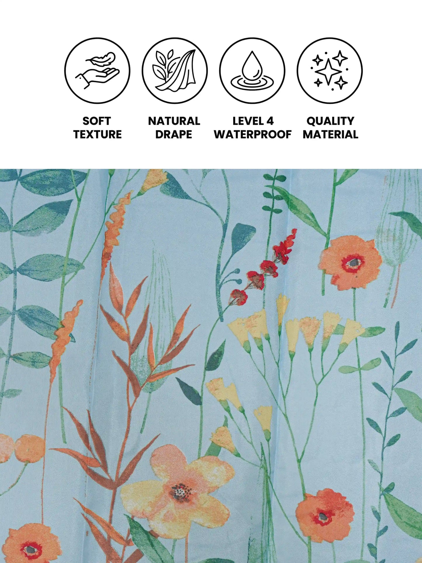 AtoZ Home Decor Waterproof Shower Curtain with Hooks (Multi-Pattern Collection)