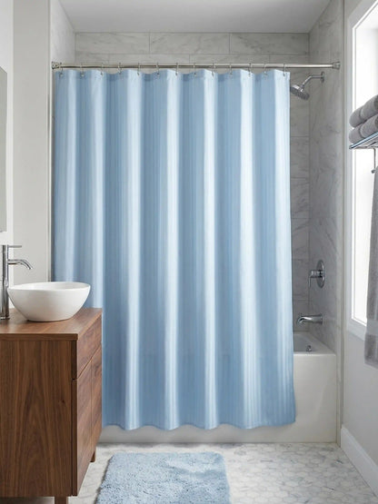 Super Living Waterproof Striped Shower Curtain with Hooks | Soft Texture Durable Bathroom Curtain | 180 x 200 CM
