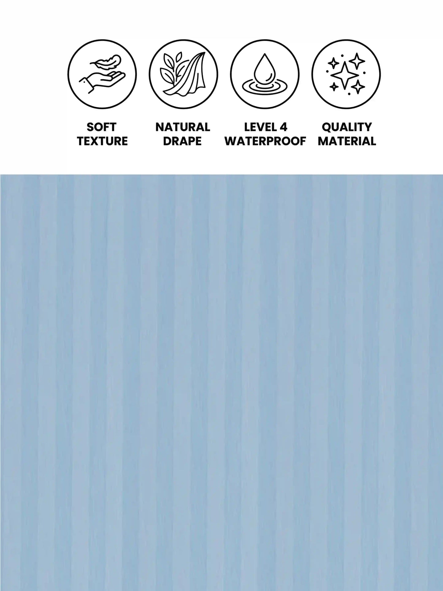 Super Living Waterproof Striped Shower Curtain with Hooks | Soft Texture Durable Bathroom Curtain | 180 x 200 CM