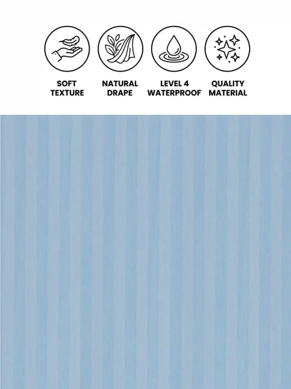 Super Living Waterproof Striped Shower Curtain with Hooks | Soft Texture Durable Bathroom Curtain | 180 x 200 CM
