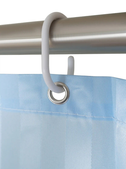 Super Living Waterproof Striped Shower Curtain with Hooks | Soft Texture Durable Bathroom Curtain | 180 x 200 CM