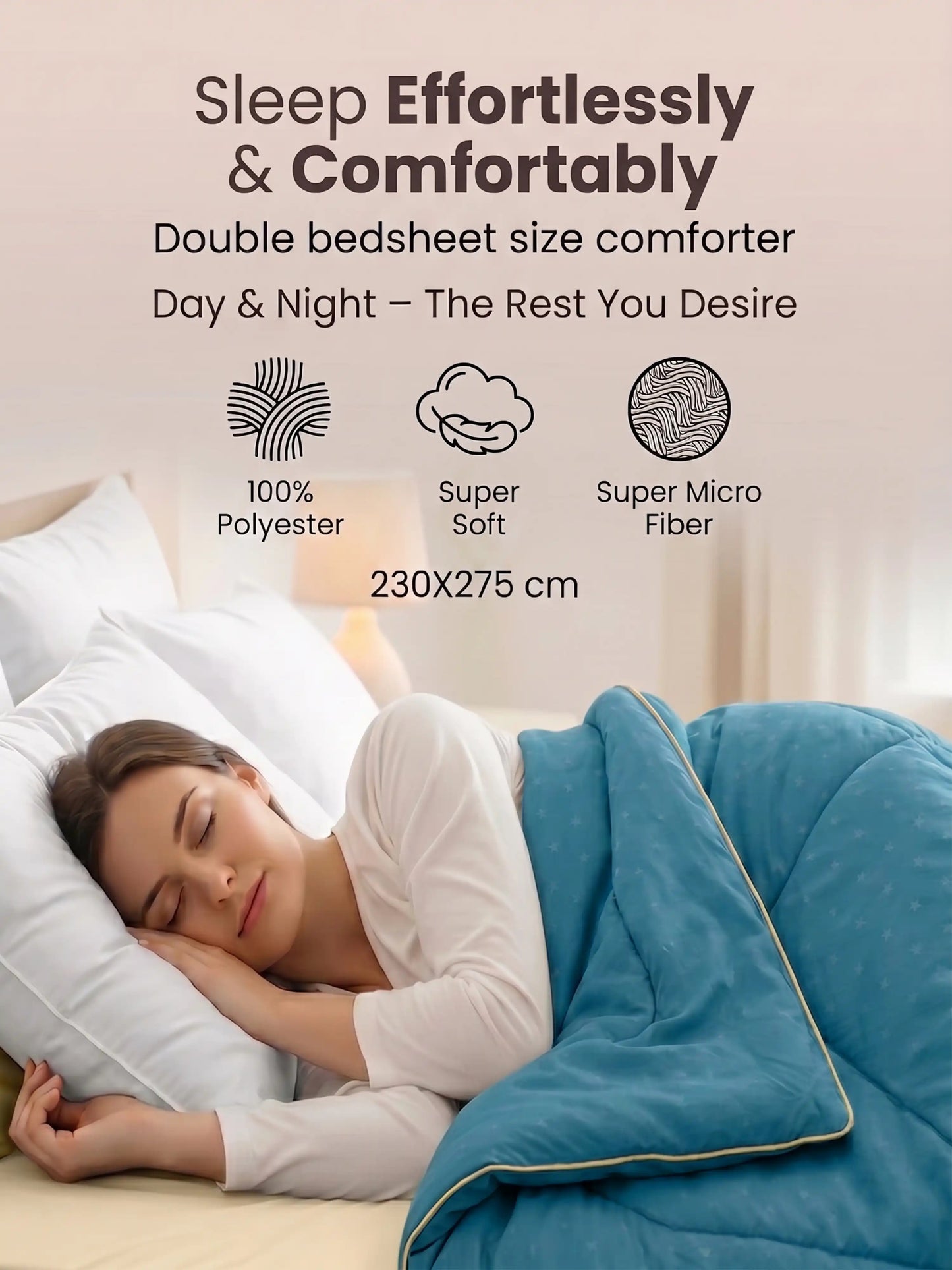 Star Collection Reversible Double Bed Comforter (230x275 cm)