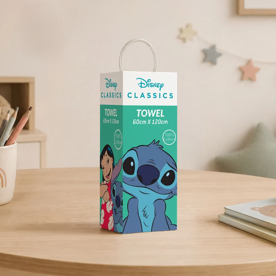 Sassoon Disney Stitch 100% Cotton Printed Kids Bath Towel (60 cm x 120 cm)