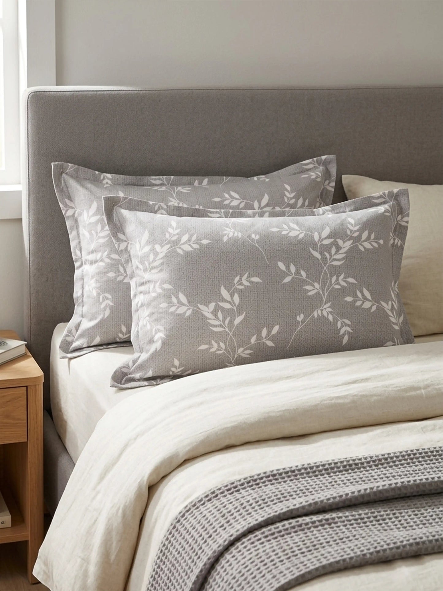 Atoz Home Decor Leaves Printed Cotton Pillow Covers (Set of 1 & 2)