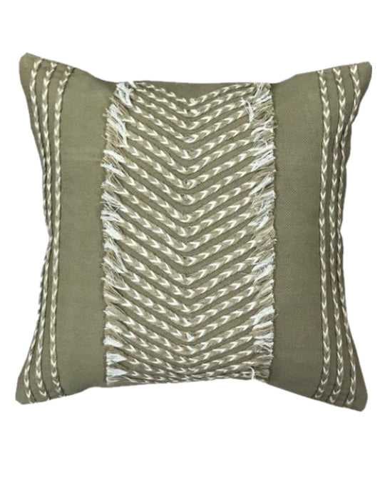 Multicolor Chevron Textured Cushion Cover – Rustic Rope Detail, 18x18