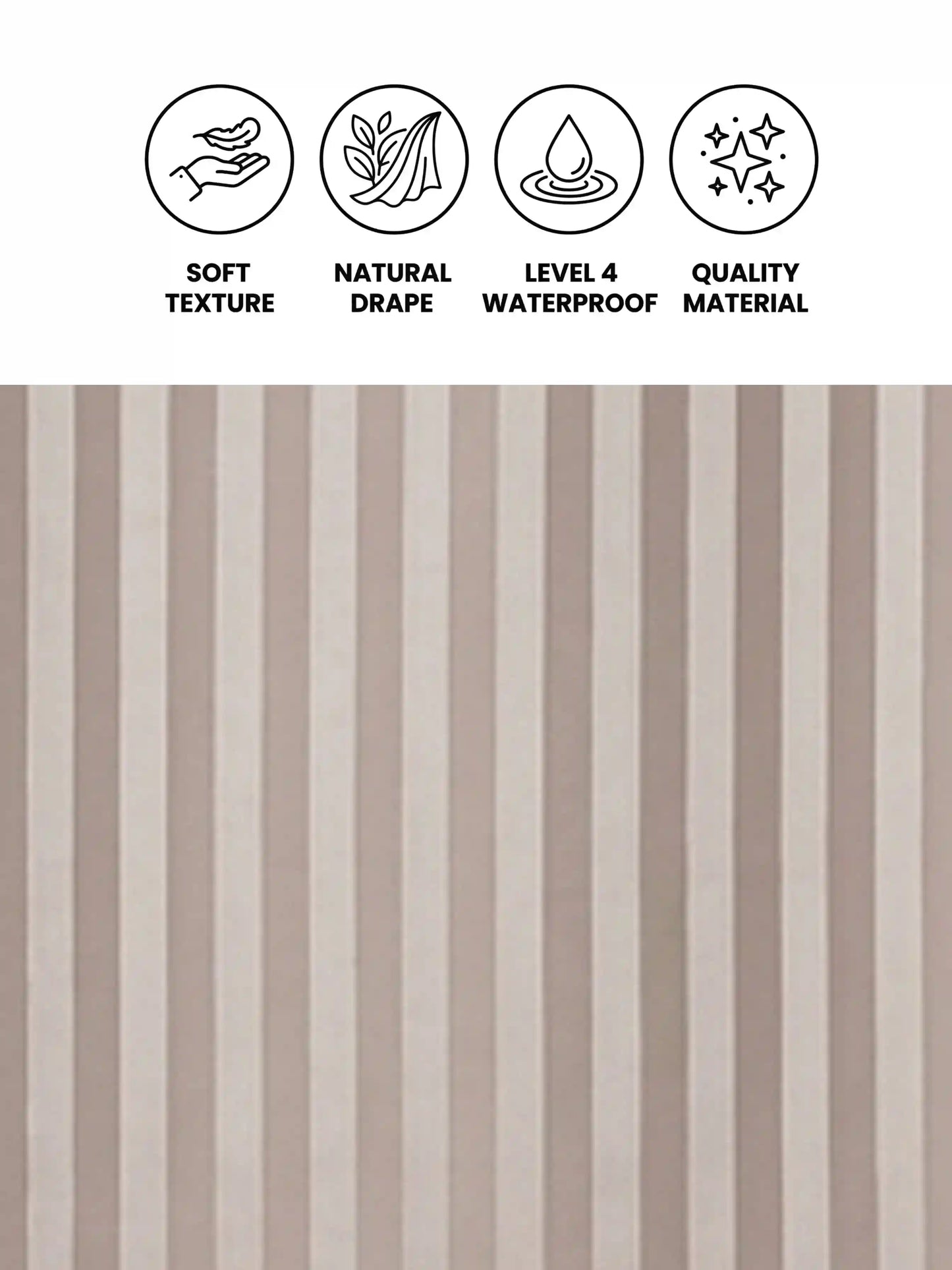 Super Living Waterproof Striped Shower Curtain with Hooks | Soft Texture Durable Bathroom Curtain | 180 x 200 CM