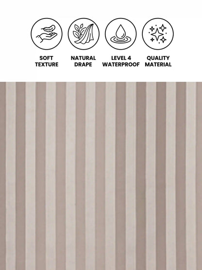 Super Living Waterproof Striped Shower Curtain with Hooks | Soft Texture Durable Bathroom Curtain | 180 x 200 CM