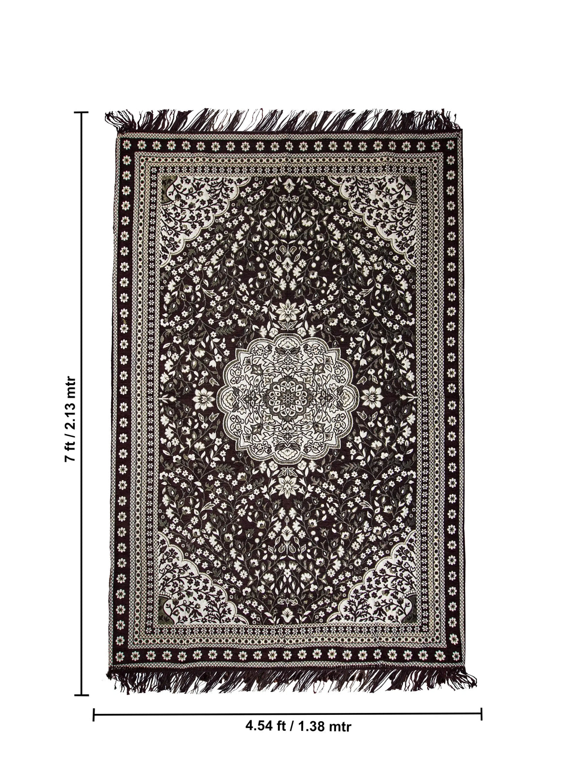 Premium Cotton Chenille Carpet for Living Room | 4.5x7 ft | Red, Blue & Brown
