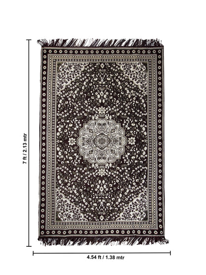 Premium Cotton Chenille Carpet for Living Room | 4.5x7 ft | Red, Blue & Brown