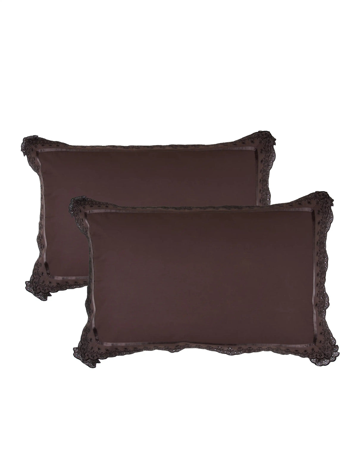 AtoZ Home Decor Cotton Lace Border Pillow Covers (Set of 1 & 2)