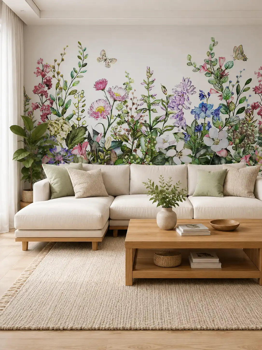 AtoZ Home Decor Tropical Wild Spring Floral Summer Flowers Wall Mural Wallpaper - Custom & Standard Sizes