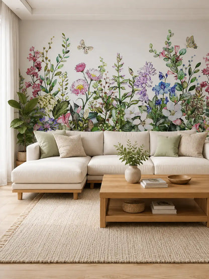 AtoZ Home Decor Tropical Wild Spring Floral Summer Flowers Wall Mural Wallpaper - Custom & Standard Sizes