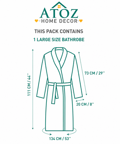 Womens Cotton Bathrobe – Soft Velour, Shawl Collar