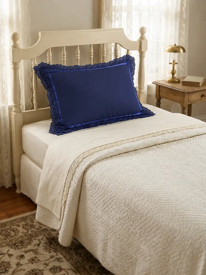 AtoZ Home Decor Cotton Lace Border Pillow Covers (Set of 1 & 2)