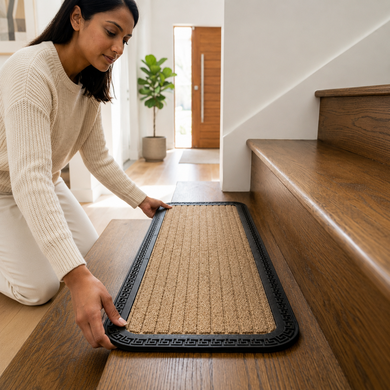 AtoZ Home Decor Ribbed Surface Stair Steps Mat
