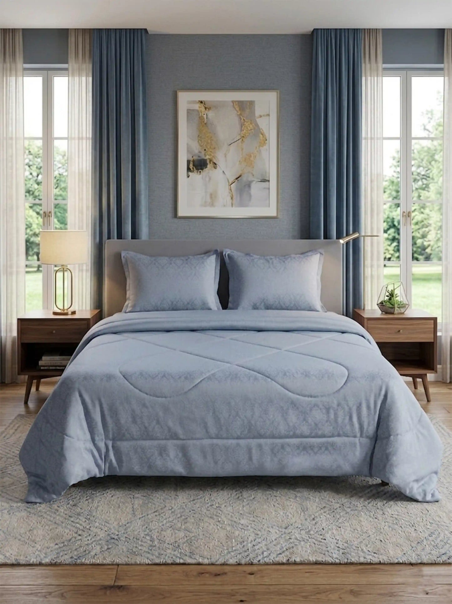 Premium 300 TC Cotton King Size Bedding Set 4 Piece (Bedsheet, Comforter, 2 Pillow Covers)