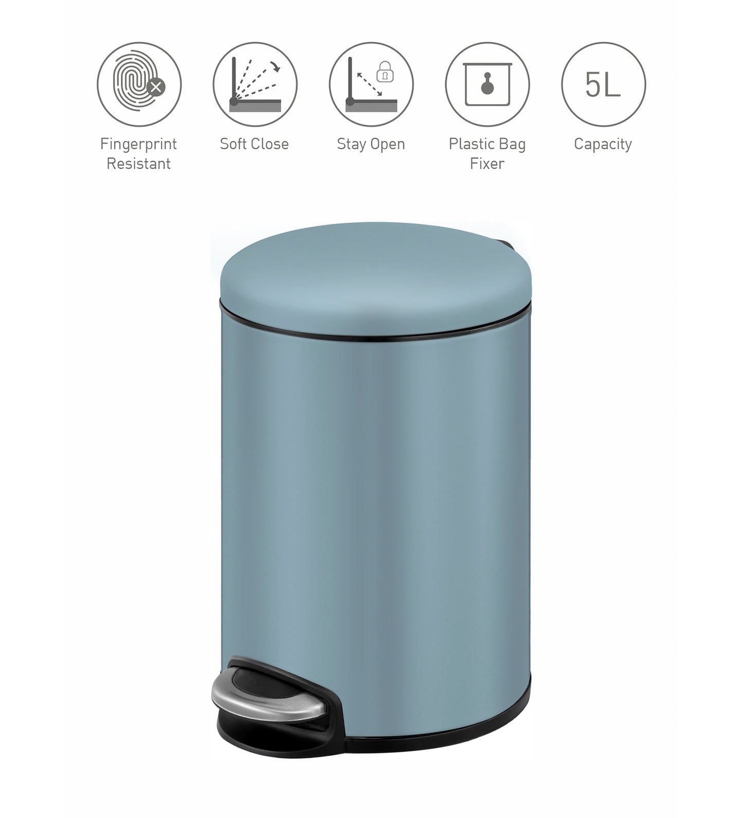 Oval Stainless Steel Trash Bin with Silent Close Mechanism – Elegant & Functional