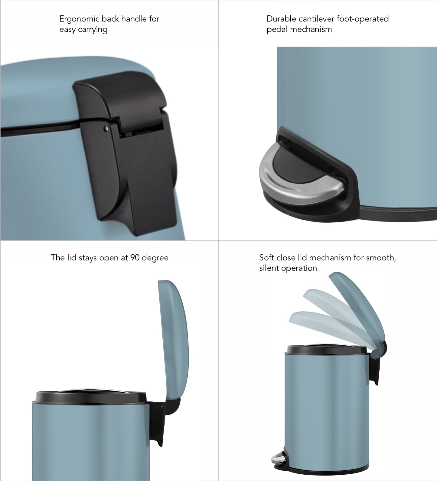 Oval Stainless Steel Trash Bin with Silent Close Mechanism – Elegant & Functional