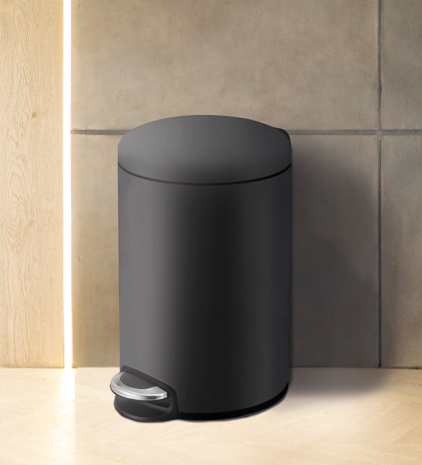 Oval Stainless Steel Trash Bin with Silent Close Mechanism – Elegant & Functional