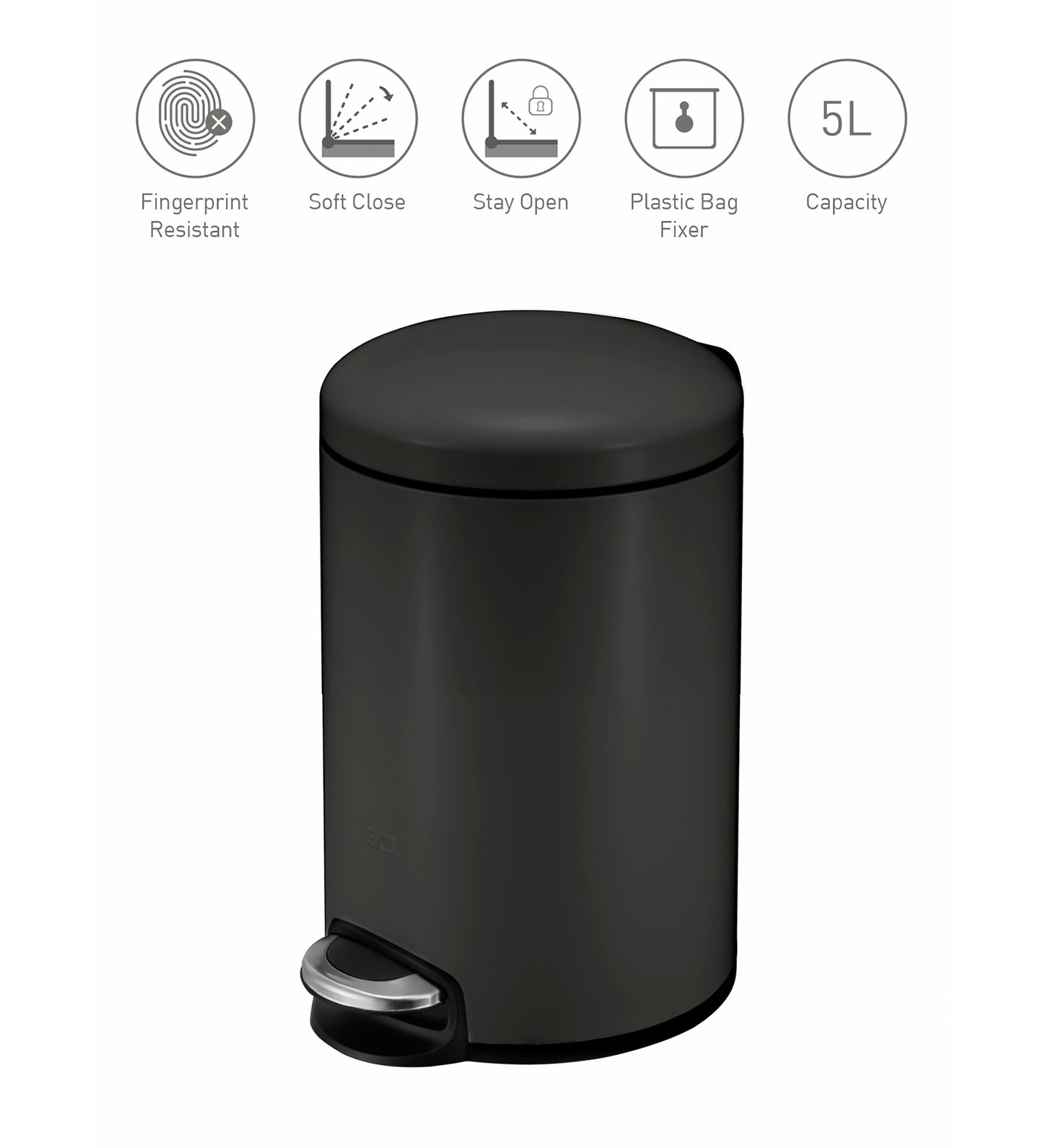 Oval Stainless Steel Trash Bin with Silent Close Mechanism – Elegant & Functional