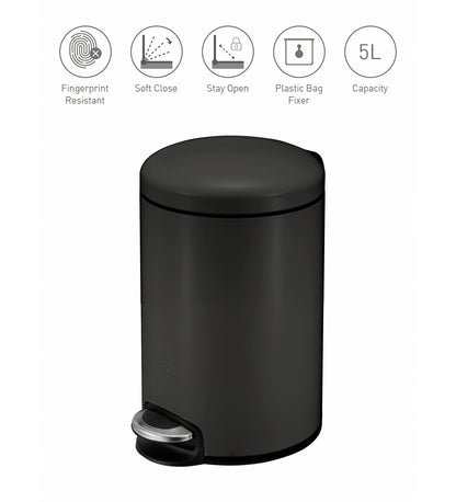 Oval Stainless Steel Trash Bin with Silent Close Mechanism – Elegant & Functional