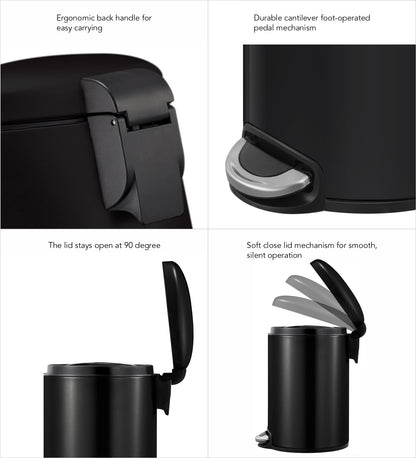 Oval Stainless Steel Trash Bin with Silent Close Mechanism – Elegant & Functional