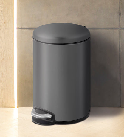 Oval Stainless Steel Trash Bin with Silent Close Mechanism – Elegant & Functional