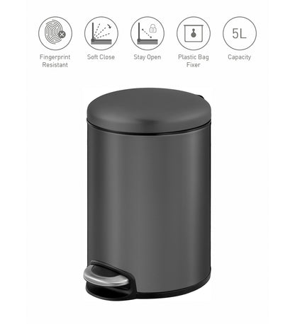 Oval Stainless Steel Trash Bin with Silent Close Mechanism – Elegant & Functional