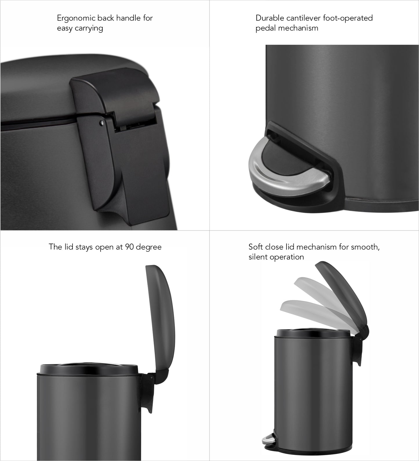 Oval Stainless Steel Trash Bin with Silent Close Mechanism – Elegant & Functional
