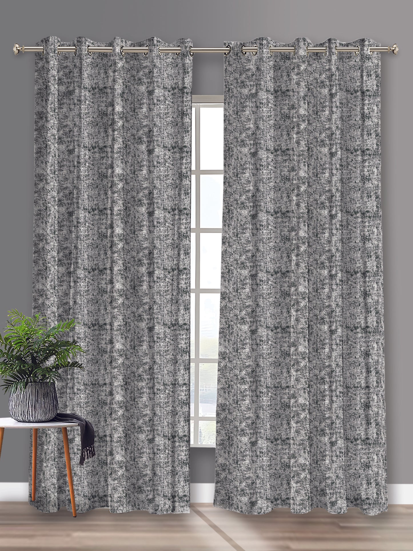 Grey Geometric Curtain – Modern Window Panel, 4ft & 7ft Width