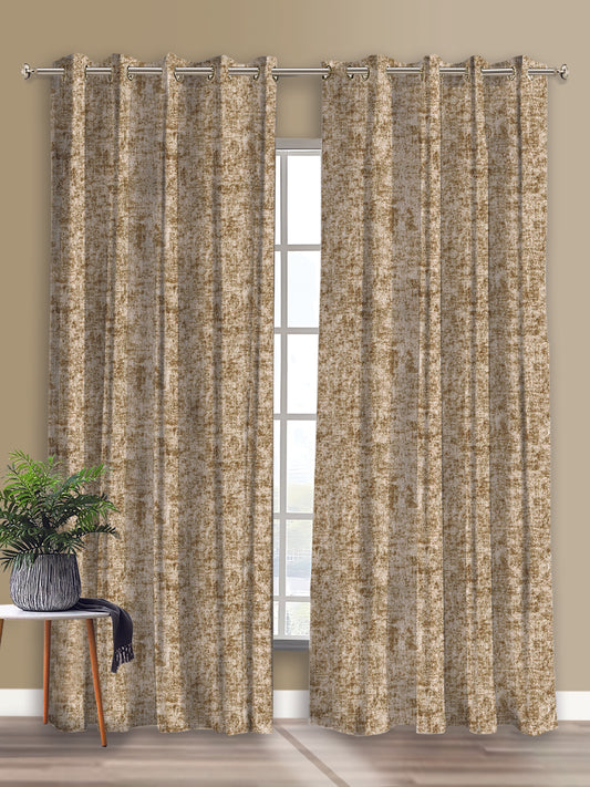 Soft Gold Modern Curtain – Warm Beige Chevron Panel, 4ft & 7ft Width