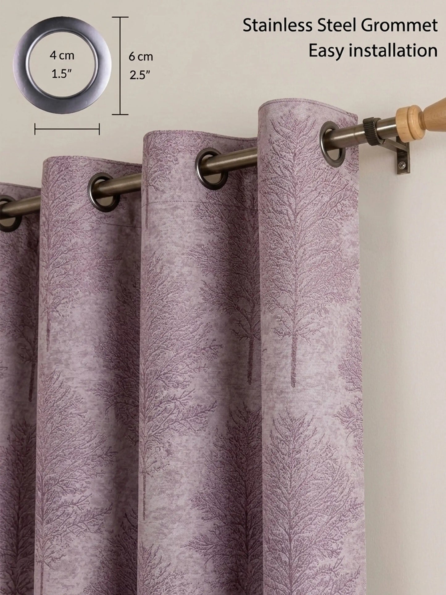 AtoZ Home Decor Tree Motif Jacquard Curtain | Cotton-Blend Drape (Standard & Custom Sizes)