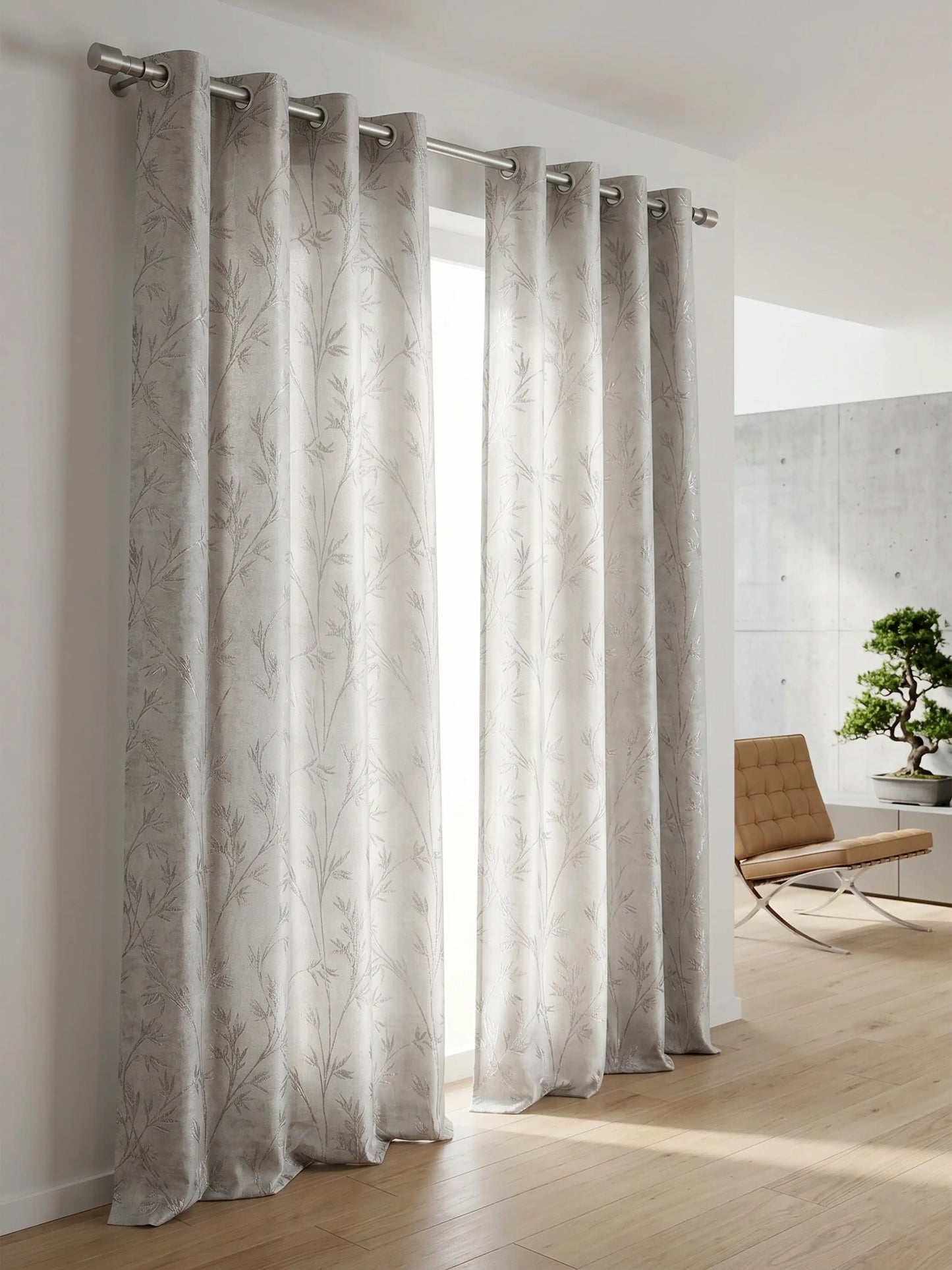 AtoZ Home Decor Botanical Vine Jacquard Curtain | Cotton-Blend Drape
