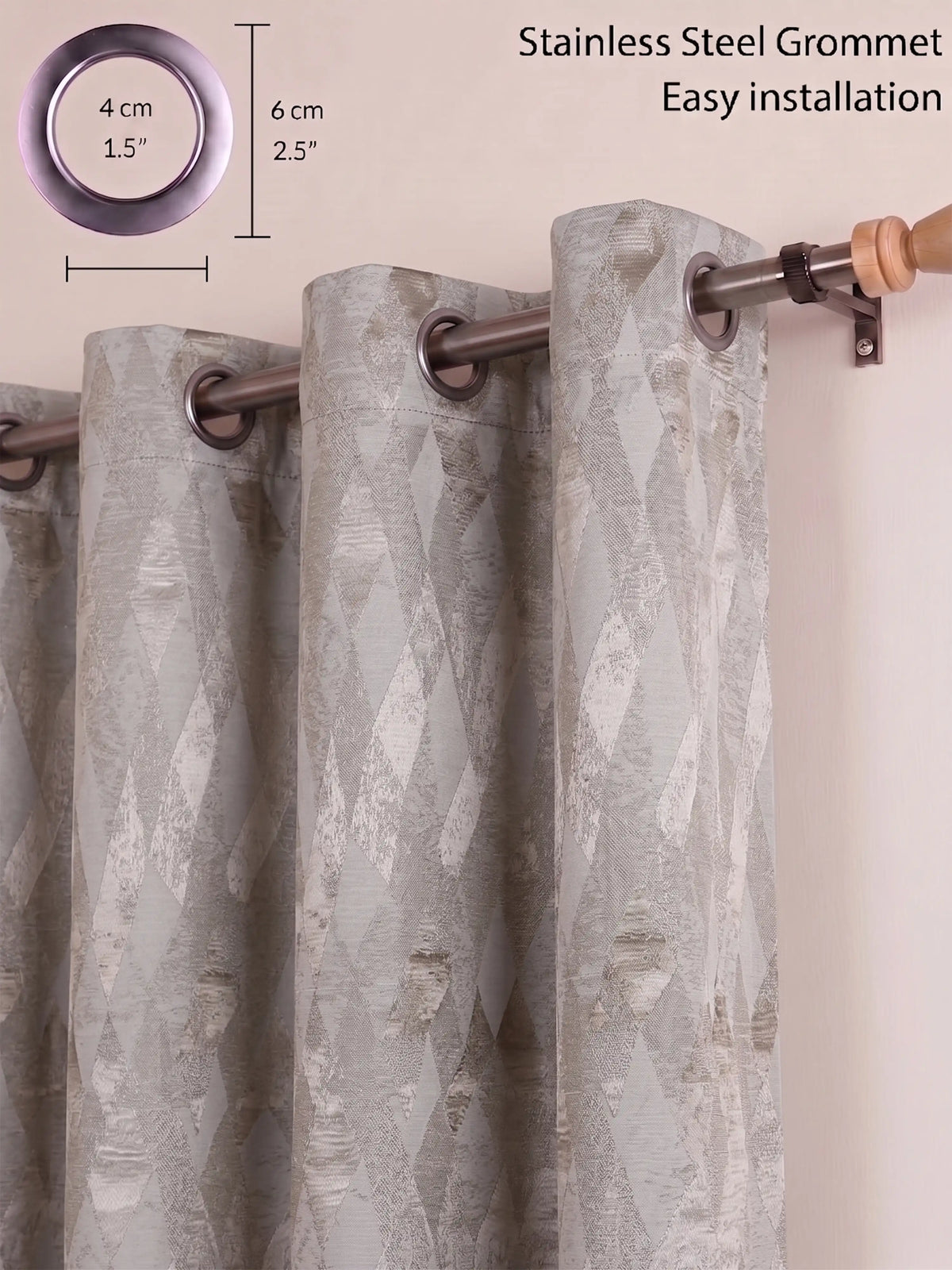 AtoZ Home Decor Modern Geometric Diamond Jacquard Curtain