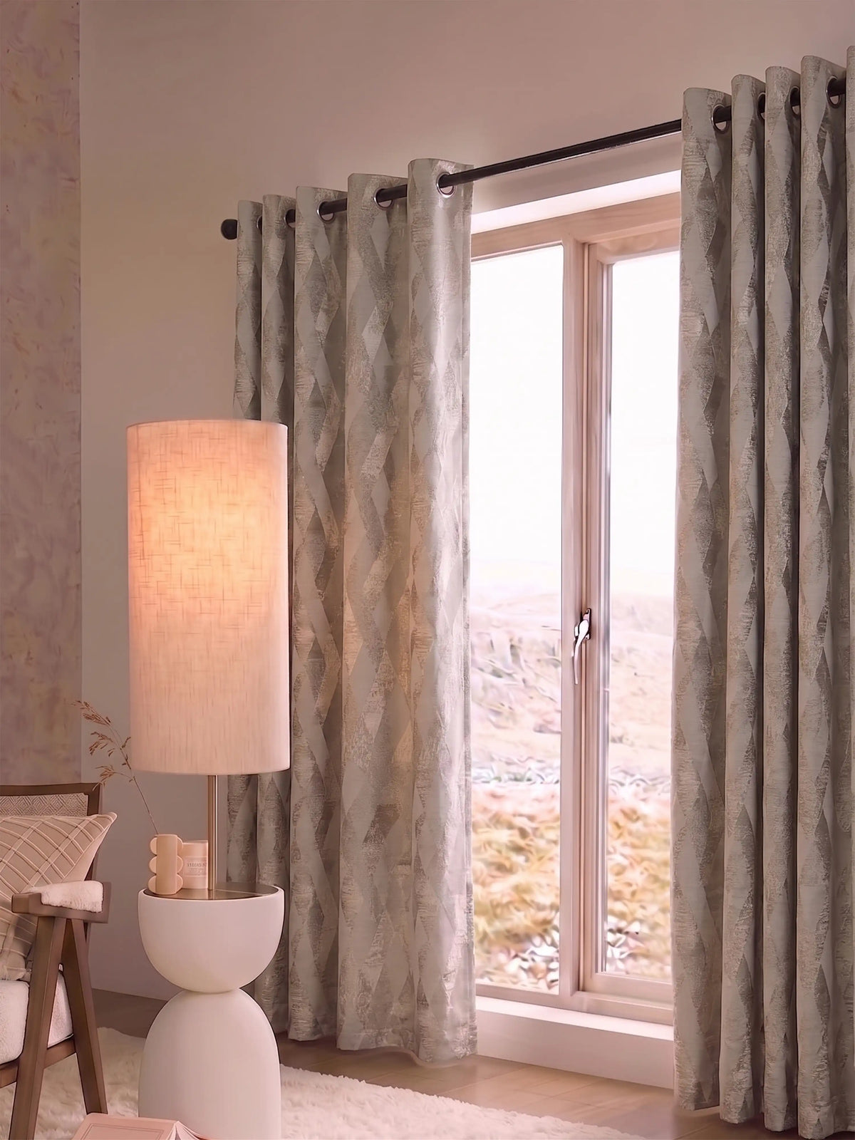 AtoZ Home Decor Modern Geometric Diamond Jacquard Curtain