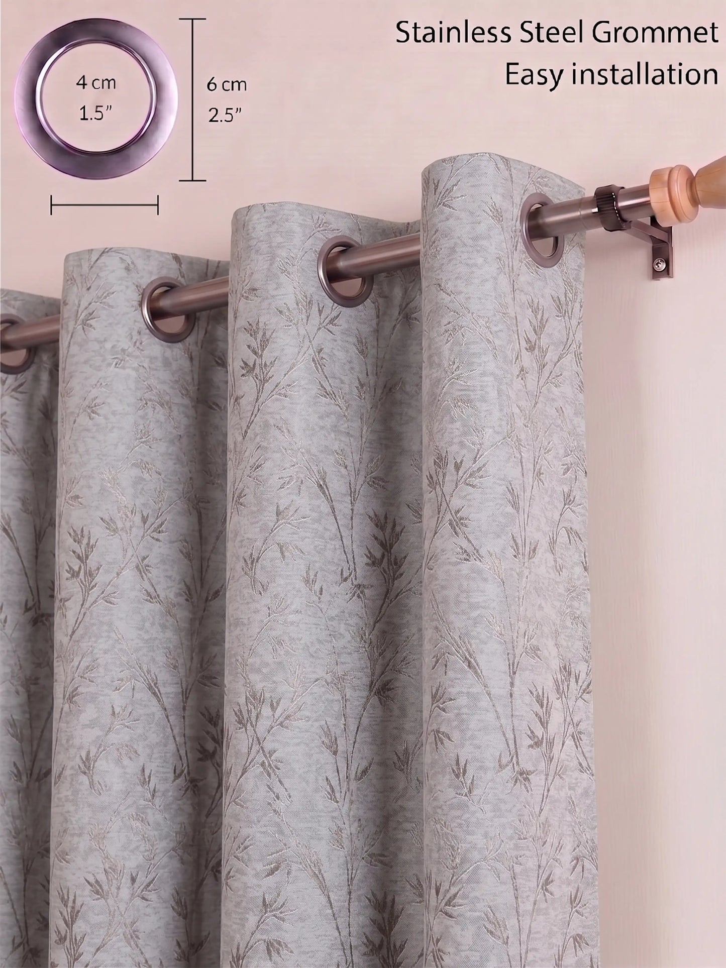 AtoZ Home Decor Botanical Vine Jacquard Curtain | Cotton-Blend Drape