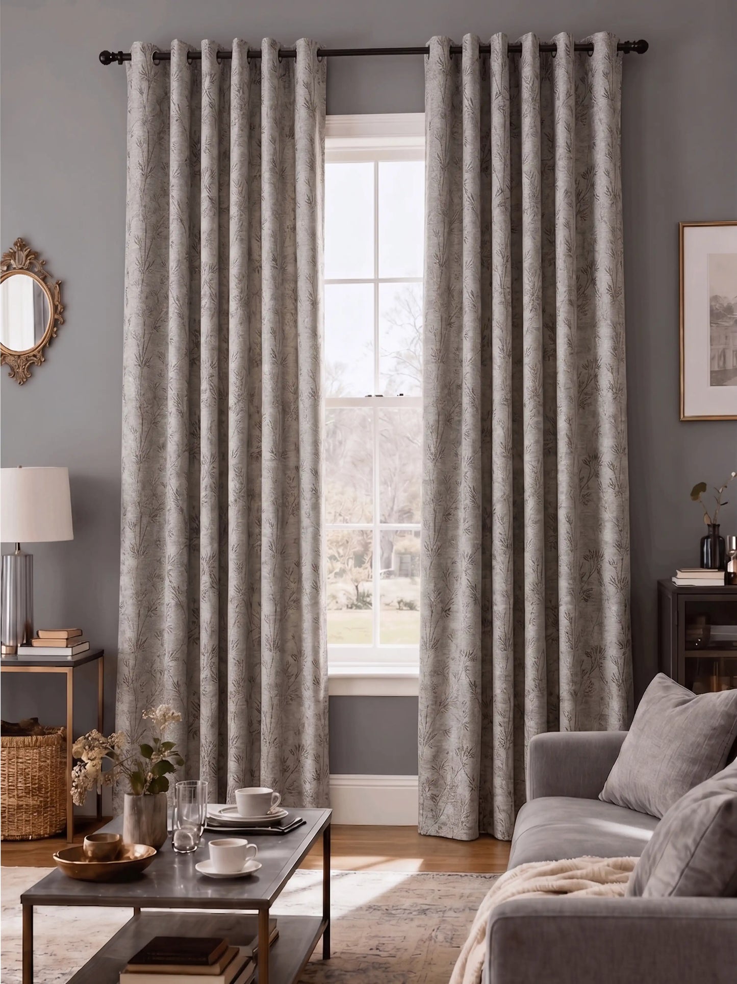 AtoZ Home Decor Botanical Vine Jacquard Curtain | Cotton-Blend Drape