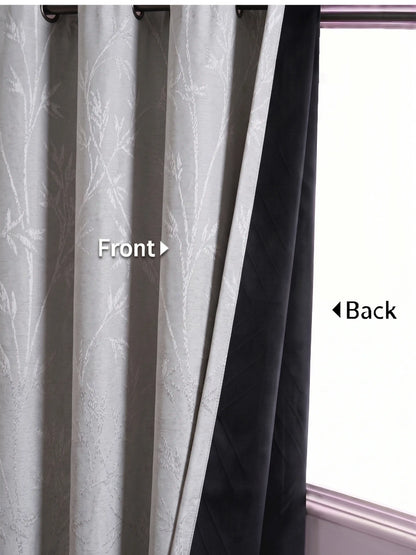 AtoZ Home Decor Botanical Vine Jacquard Curtain | Cotton-Blend Drape